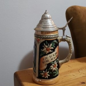 German Stein Pewter Lid 16oz ULM W. Germany